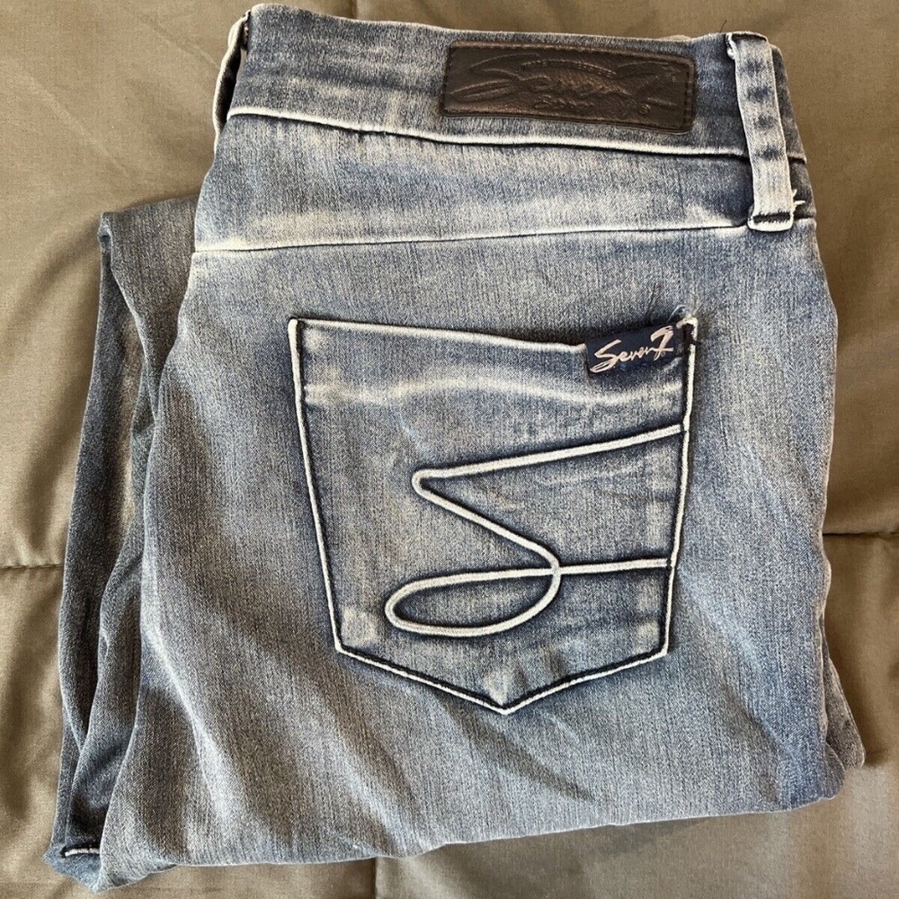 Seven7 High Rise Skinny Jean Size 10 Faded Wash
